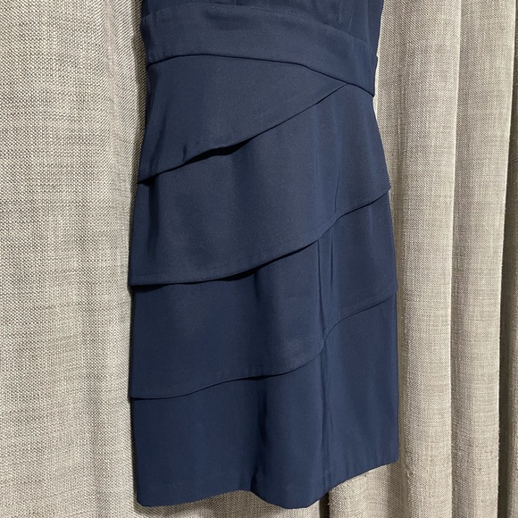 🟣🟣Connected Apparel Woman’s Blue Midi Beaded Round Neck Sleeveless Dress - Picture 4 of 11